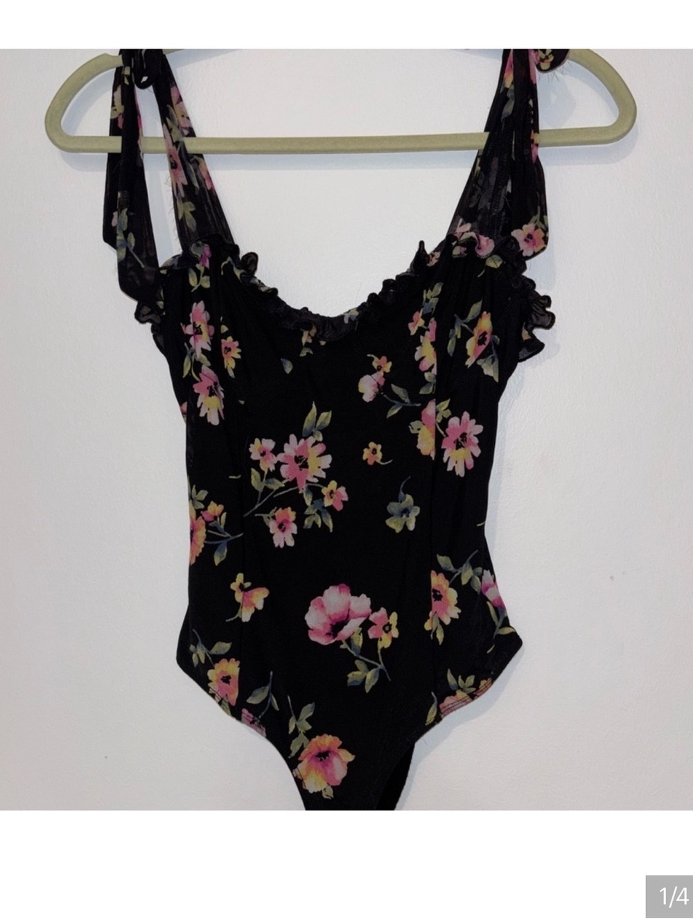Forever 21 Black Floral Bodysuit